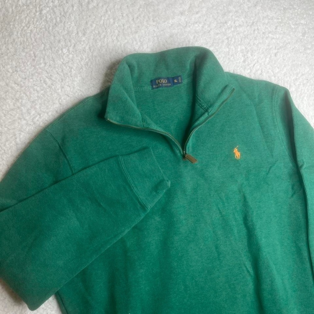 Polo Ralph Lauren men's green quarter zip sweater pullover 1/4 preppy xl